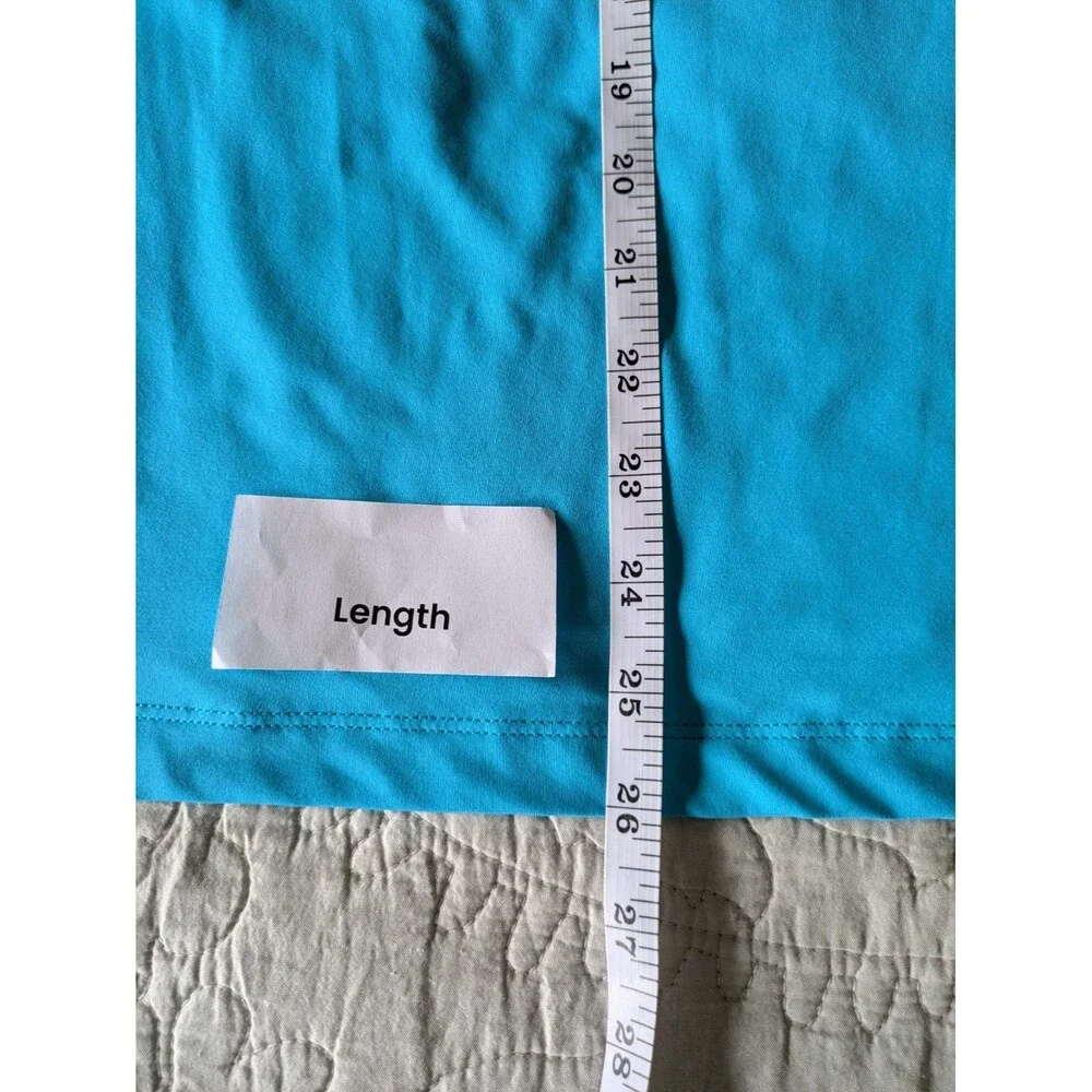 LANDS' END Womens 1X Stretchy Rash Guard Swim Shirt Bright Turquoise Blue Beach - Picture 8 of 13